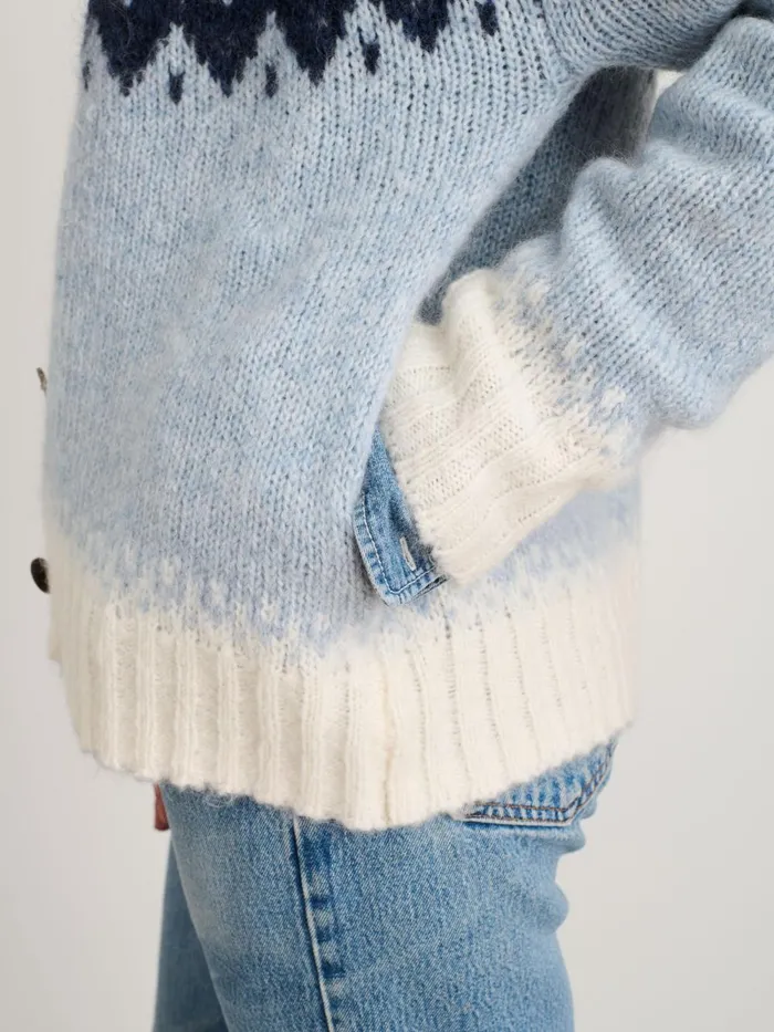 Alex Mill Sweaters Women Ashwood Fair Isle Cardigan Frosty Blue Combo