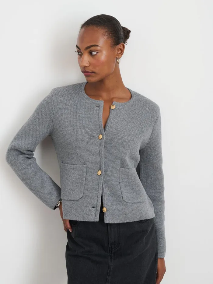 Alex Mill Sweaters Women Paris Sweater Jacket Grey Shadow