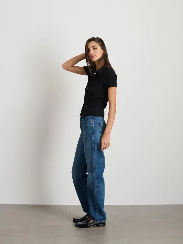 Alex Mill Sweaters Women Suzanne Ribbed Polo Black Alex Mill Sweaters Women Suzanne Ribbed Polo Black
