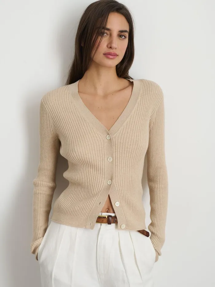 Alex Mill Sweaters Women VNeck Ribbed Cardigan Sand