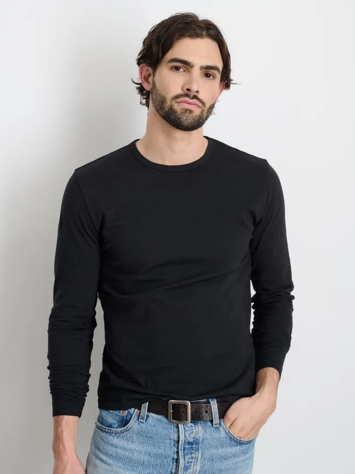Alex Mill Tees Polos Men Standard LongSleeve TShirt In Slub Cotton Black