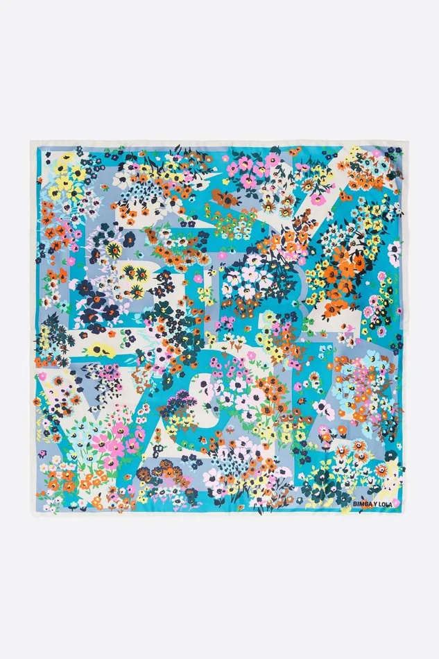Aquamarine Geometric Logo Floral Scarf Aquamarina Women Bimba Y Lola Scarves