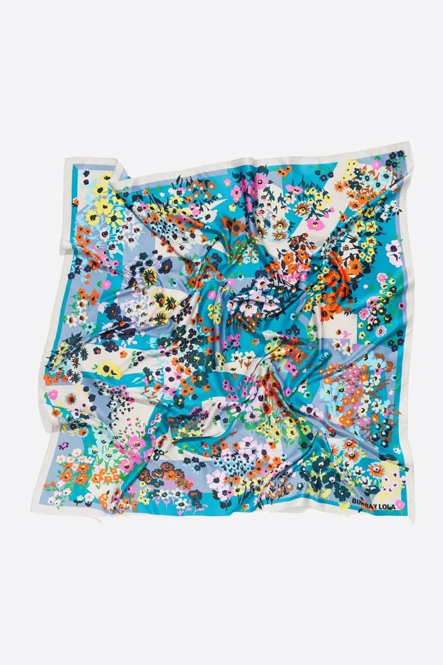 Aquamarine Geometric Logo Floral Scarf Aquamarina Women Bimba Y Lola Scarves Aquamarine Geometric Logo Floral Scarf Aquamarina Women Bimba Y Lola Scarves