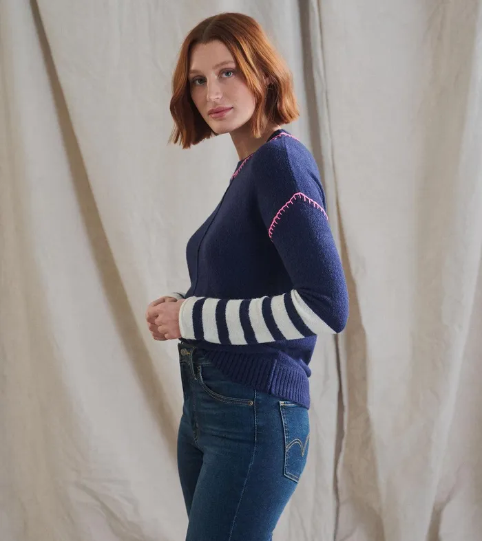 Avery Sweater 8211 Navy Stripes Hatley