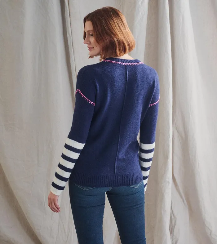 Avery Sweater 8211 Navy Stripes Hatley