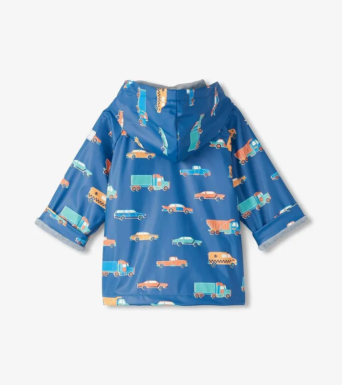 Baby and Toddler Boys Driving Cars ButtonUp Rain Jacket Hatley