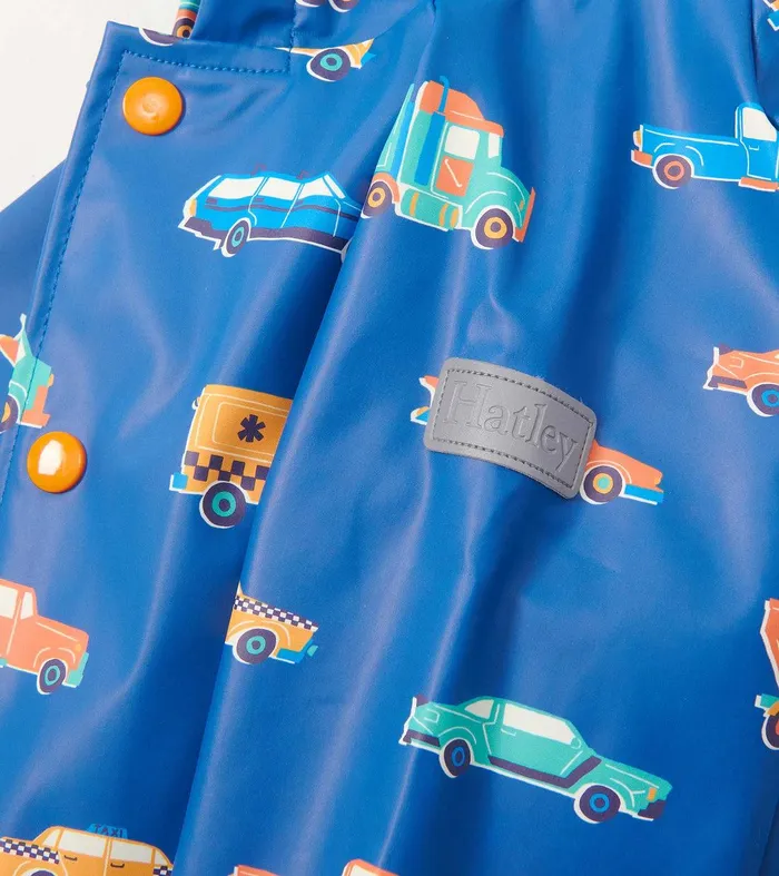 Baby and Toddler Boys Driving Cars ButtonUp Rain Jacket Hatley