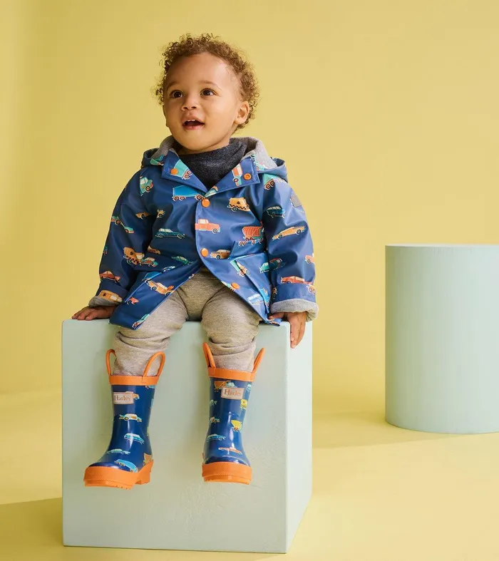 Baby and Toddler Boys Driving Cars ButtonUp Rain Jacket Hatley