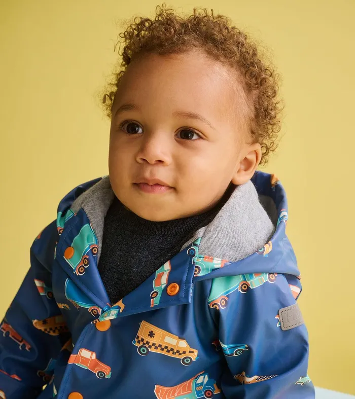 Baby and Toddler Boys Driving Cars ButtonUp Rain Jacket Hatley