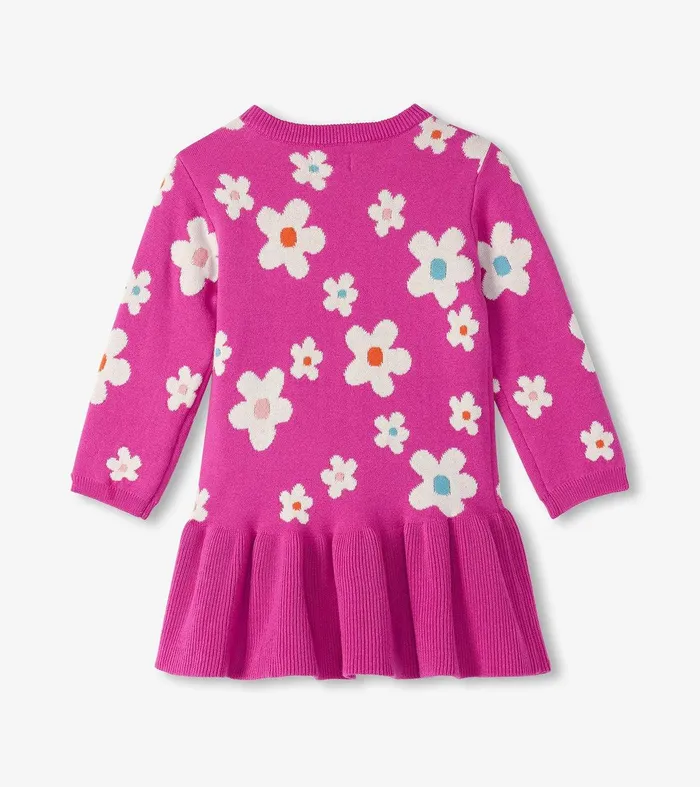 Baby and Toddler Girls White Flowers Sweater Dress Hatley