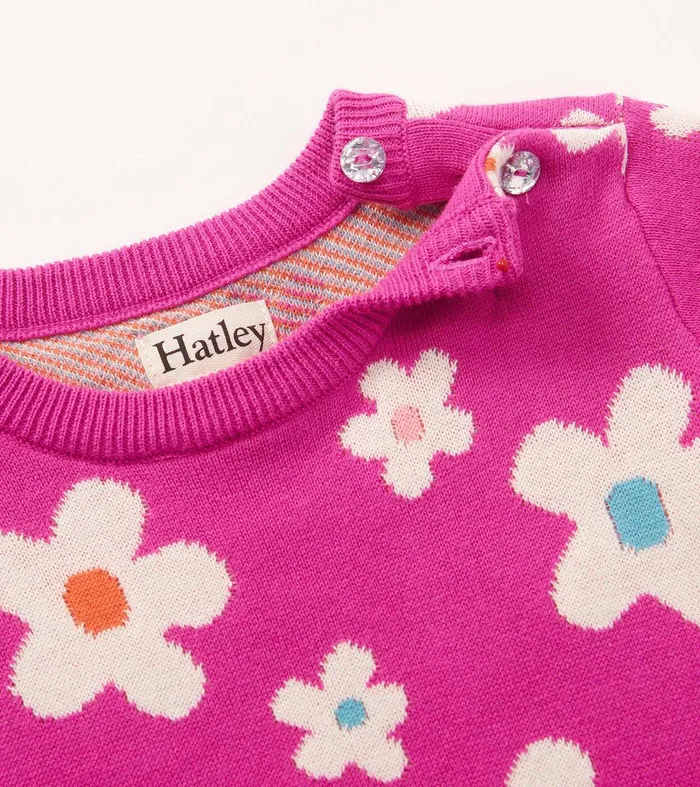 Baby and Toddler Girls White Flowers Sweater Dress Hatley