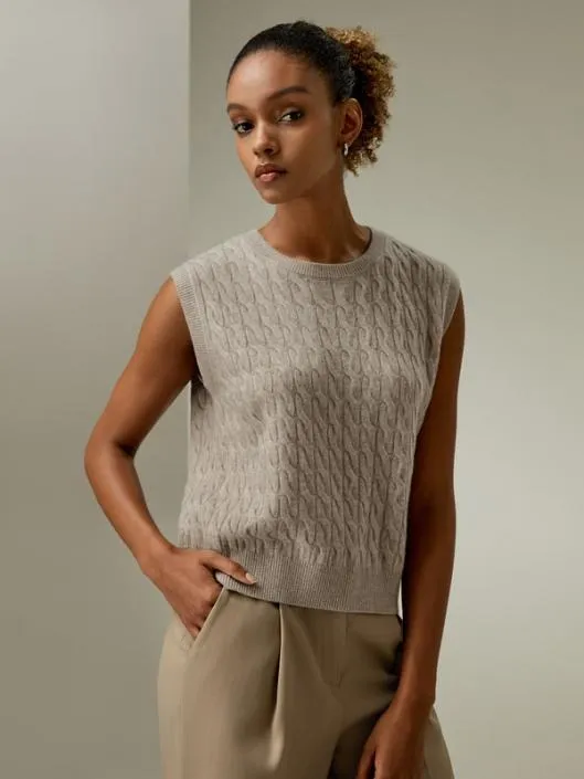 Baby Cashmere Round Neck Sleeveless Vest Women Lilysilk Knitwear