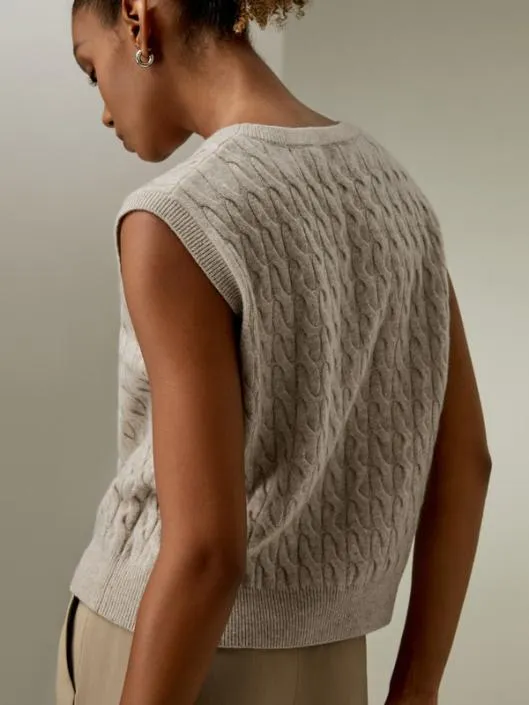 Baby Cashmere Round Neck Sleeveless Vest Women Lilysilk Knitwear