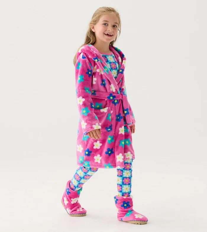 Baby Girls Daisies Fleece Robe Hatley