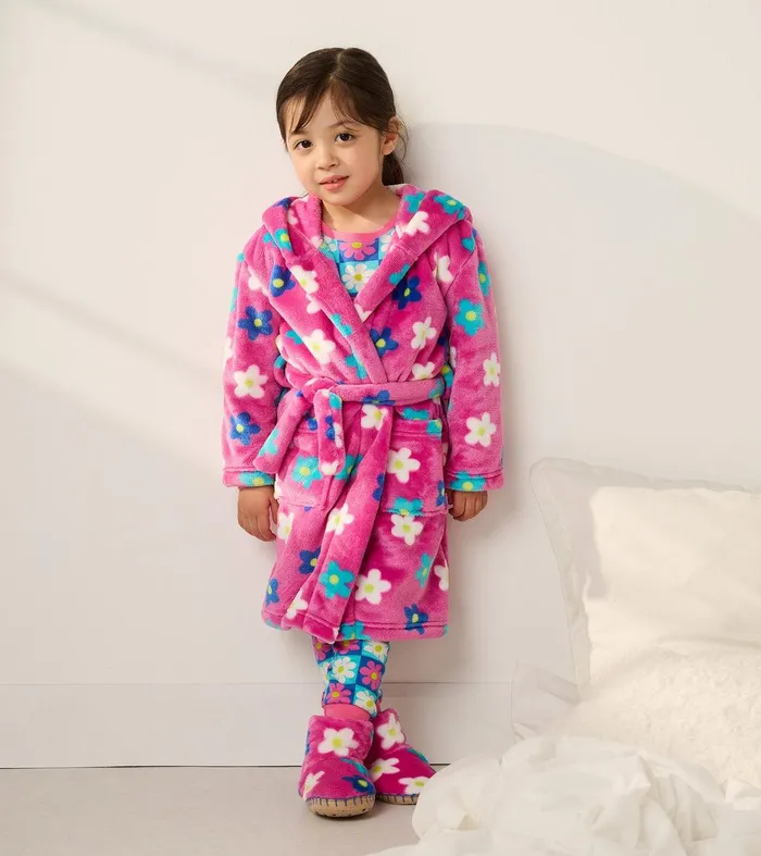 Baby Girls Daisies Fleece Robe Hatley