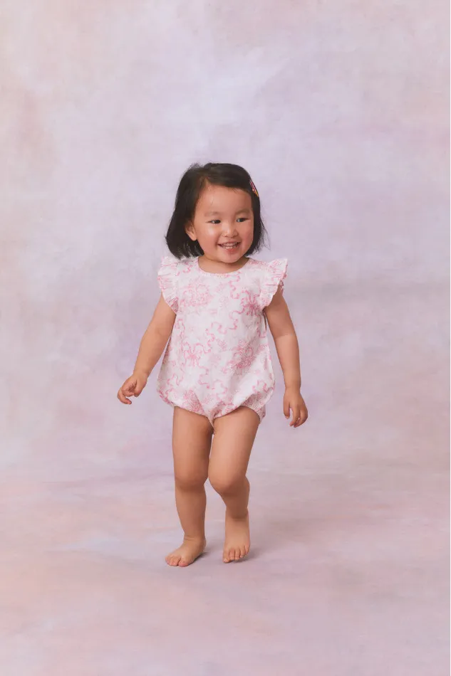 Baby Kids LoveShackFancy Baby Marletta Onesie Bubblegum Blast