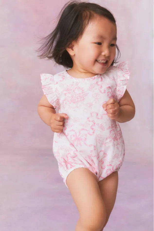 Baby Kids LoveShackFancy Baby Marletta Onesie Bubblegum Blast