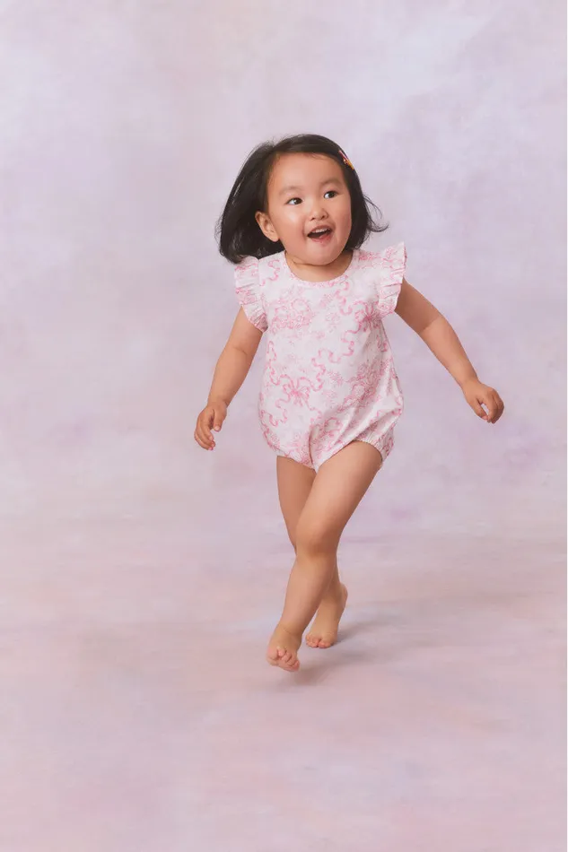 Baby Kids LoveShackFancy Baby Marletta Onesie Bubblegum Blast