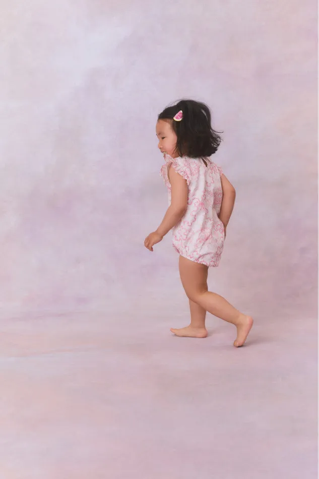 Baby Kids LoveShackFancy Baby Marletta Onesie Bubblegum Blast