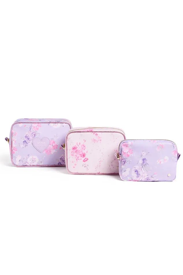 Bags and Travel Women LoveShackFancy State Travel Pouch Set Happy Thoughts