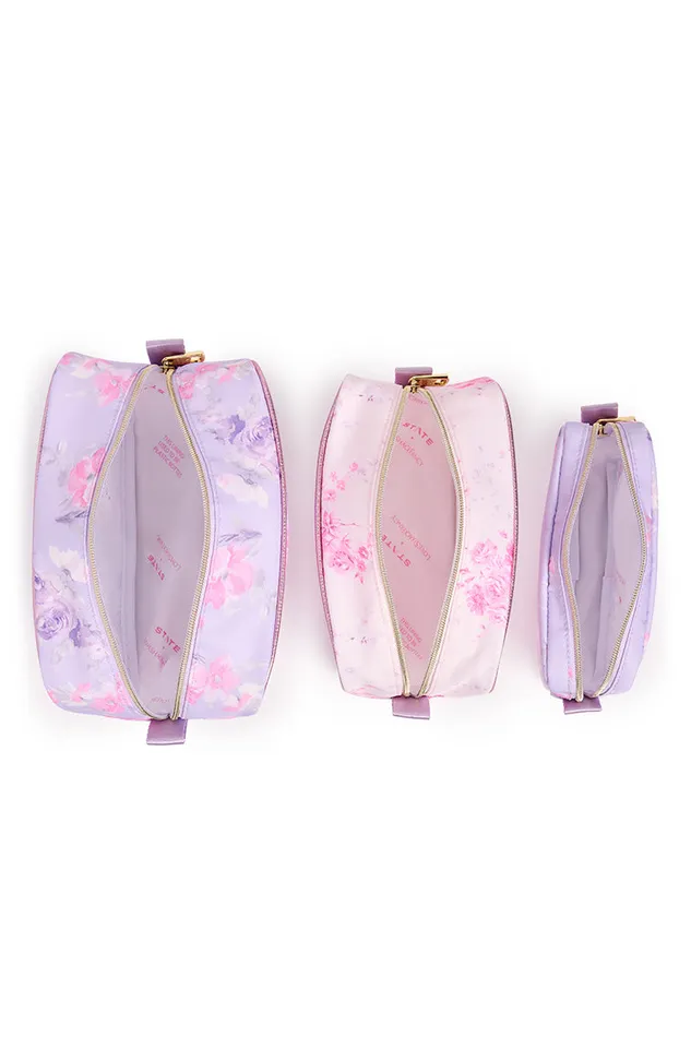 Bags and Travel Women LoveShackFancy State Travel Pouch Set Happy Thoughts