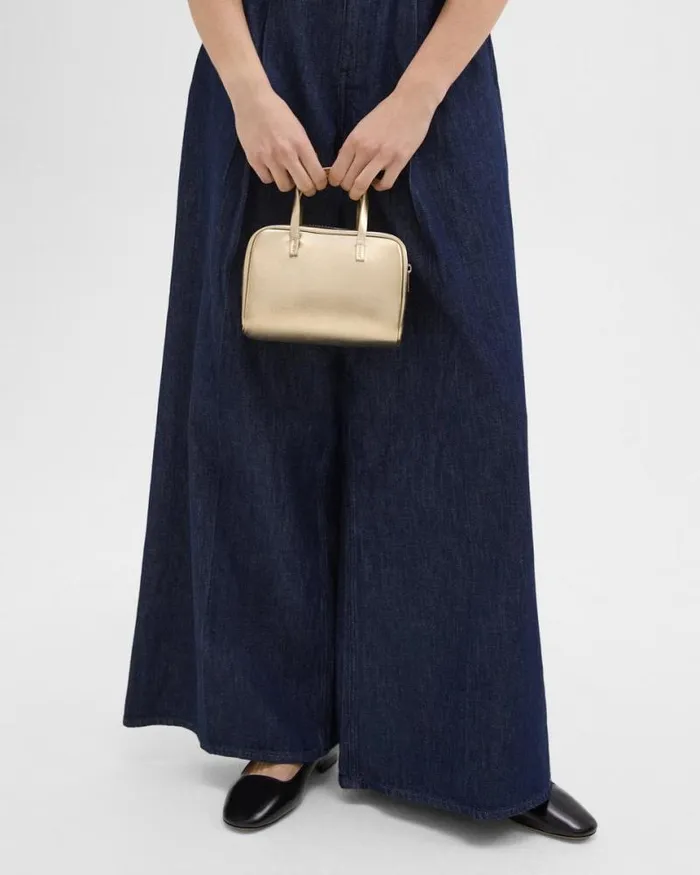 Bags Women Theory Mini Pillow Bag In Metallic Leather Light Gold