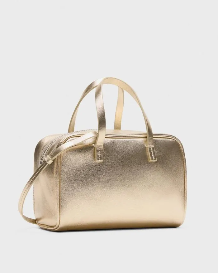 Bags Women Theory Mini Pillow Bag In Metallic Leather Light Gold