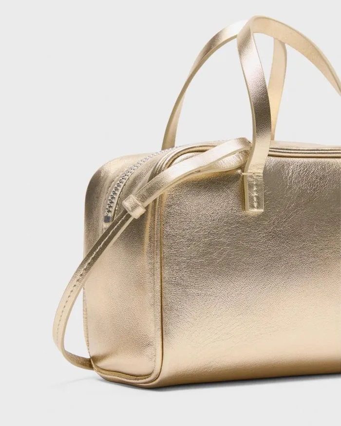 Bags Women Theory Mini Pillow Bag In Metallic Leather Light Gold