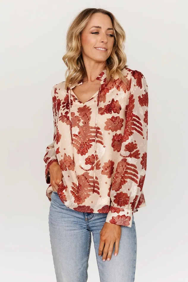 Baltic Born Blouses Shirts Women Charlotte Tie Blouse Cream Rust Baltic Born Blouses Shirts Women Charlotte Tie Blouse Cream Rust
