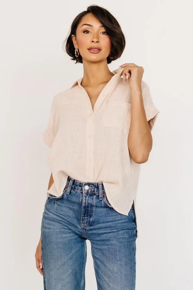 Baltic Born Blouses Shirts Women Hammond Short Sleeve Top Natural Baltic Born Blouses Shirts Women Hammond Short Sleeve Top Natural