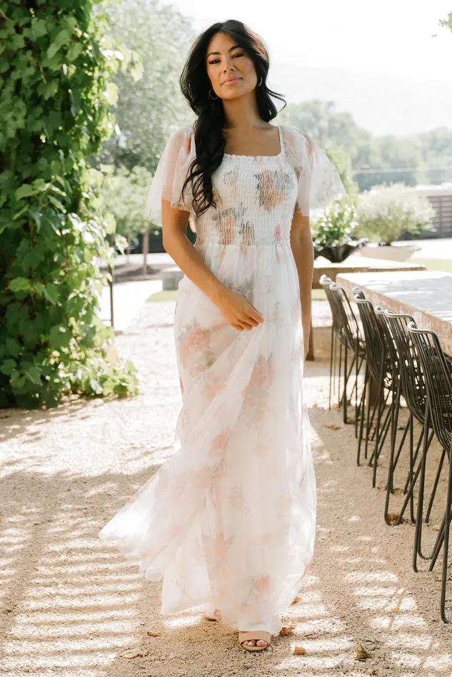 Baltic Born Bridal Women Cassandra Tulle Maxi Dress White Multi