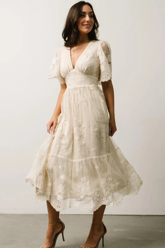 Baltic Born Bridal Women Clarisa Lace Midi Dress Vintage Cream Baltic Born Bridal Women Clarisa Lace Midi Dress Vintage Cream