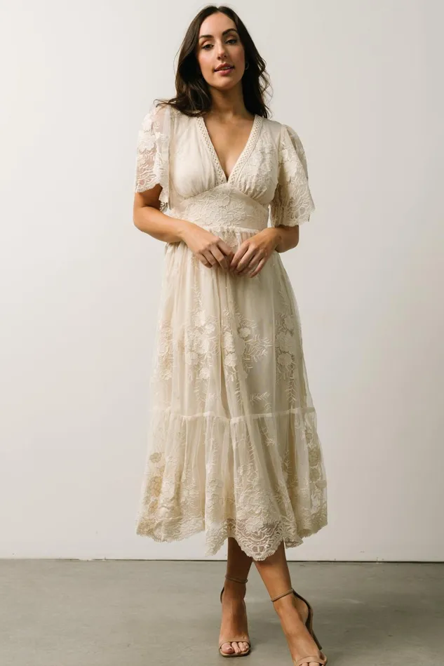 Baltic Born Bridal Women Clarisa Lace Midi Dress Vintage Cream Baltic Born Bridal Women Clarisa Lace Midi Dress Vintage Cream