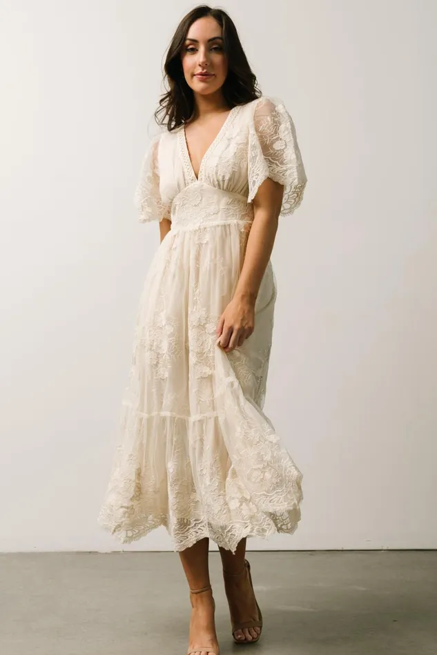 Baltic Born Bridal Women Clarisa Lace Midi Dress Vintage Cream Baltic Born Bridal Women Clarisa Lace Midi Dress Vintage Cream
