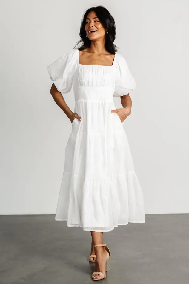 Baltic Born Bridal Women Rina Embroidered Shimmer Dress Off White