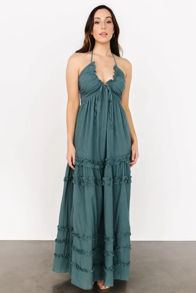Baltic Born Bump Friendly Women Augusta Halter Neck Maxi Dress Dusty Jade