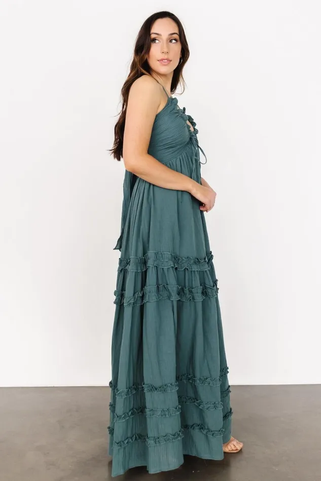 Baltic Born Bump Friendly Women Augusta Halter Neck Maxi Dress Dusty Jade