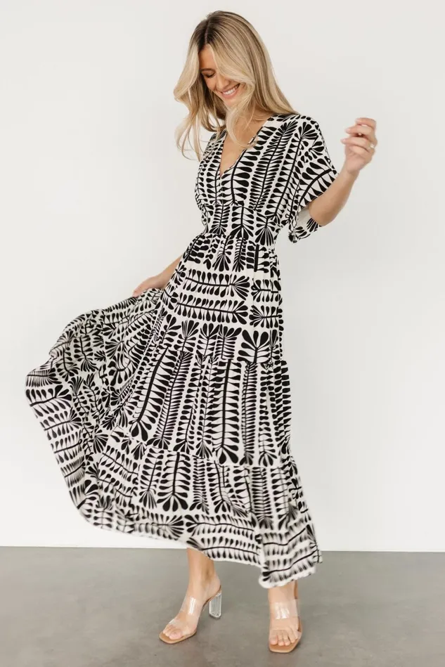 Baltic Born Bump Friendly Women Austin Kimono Dress Black Print Baltic Born Bump Friendly Women Austin Kimono Dress Black Print