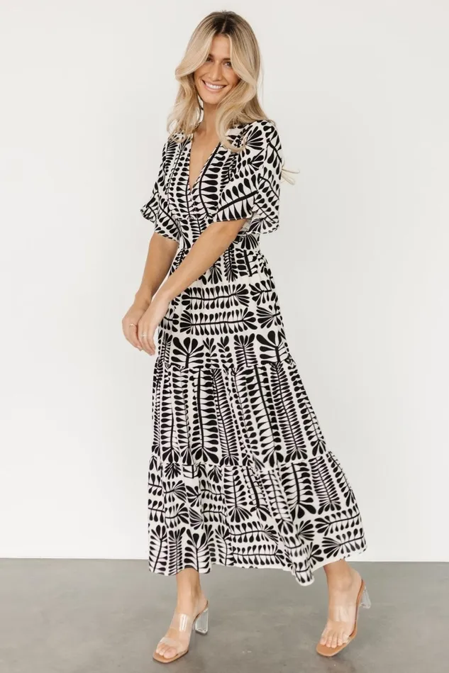 Baltic Born Bump Friendly Women Austin Kimono Dress Black Print Baltic Born Bump Friendly Women Austin Kimono Dress Black Print