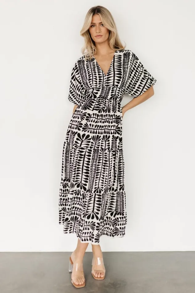 Baltic Born Bump Friendly Women Austin Kimono Dress Black Print Baltic Born Bump Friendly Women Austin Kimono Dress Black Print