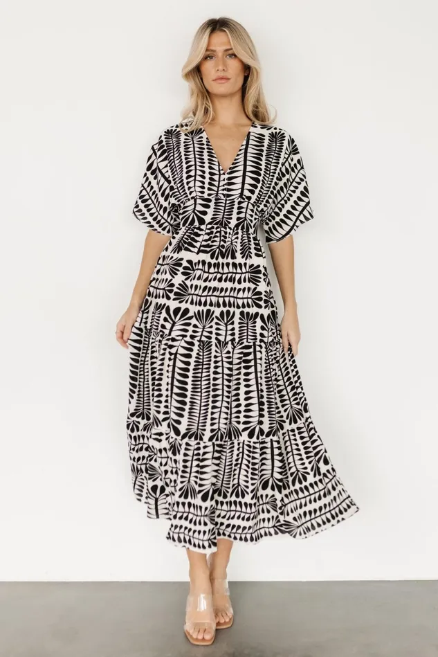 Baltic Born Bump Friendly Women Austin Kimono Dress Black Print Baltic Born Bump Friendly Women Austin Kimono Dress Black Print