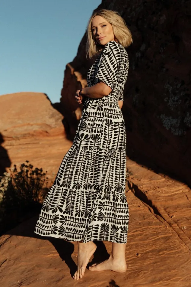 Baltic Born Bump Friendly Women Austin Kimono Dress Black Print Baltic Born Bump Friendly Women Austin Kimono Dress Black Print