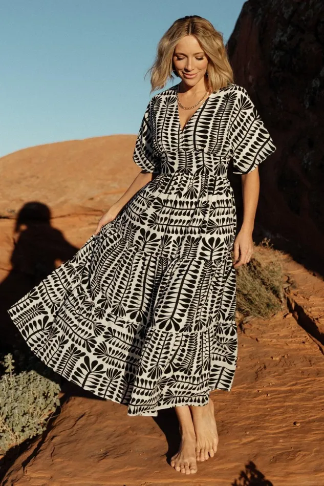Baltic Born Bump Friendly Women Austin Kimono Dress Black Print Baltic Born Bump Friendly Women Austin Kimono Dress Black Print