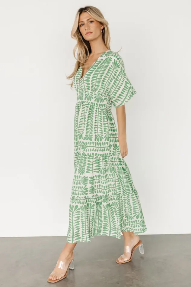 Baltic Born Bump Friendly Women Austin Kimono Dress Green Print Baltic Born Bump Friendly Women Austin Kimono Dress Green Print