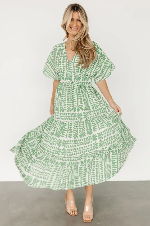 Baltic Born Bump Friendly Women Austin Kimono Dress Green Print Baltic Born Bump Friendly Women Austin Kimono Dress Green Print