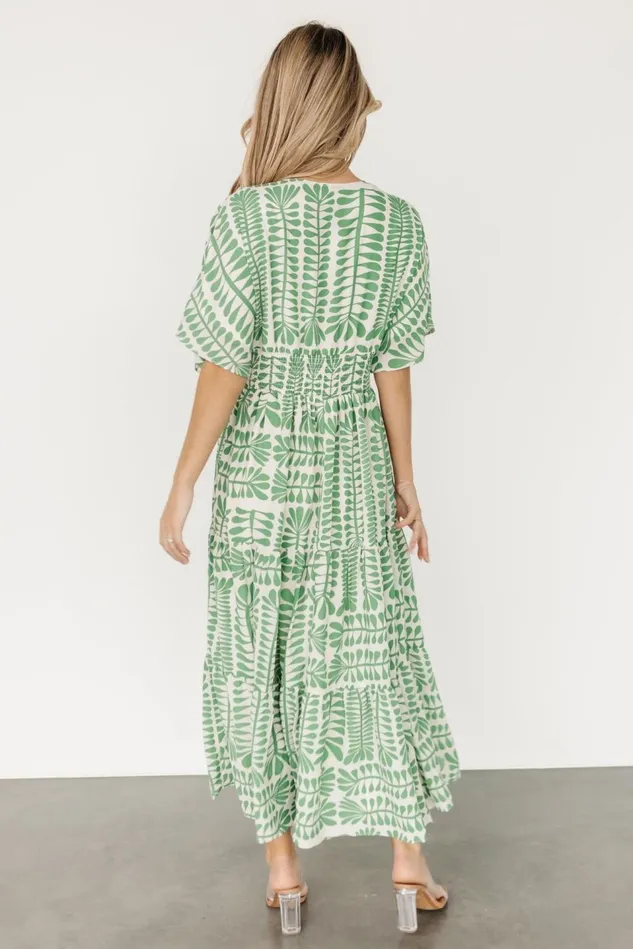 Baltic Born Bump Friendly Women Austin Kimono Dress Green Print Baltic Born Bump Friendly Women Austin Kimono Dress Green Print