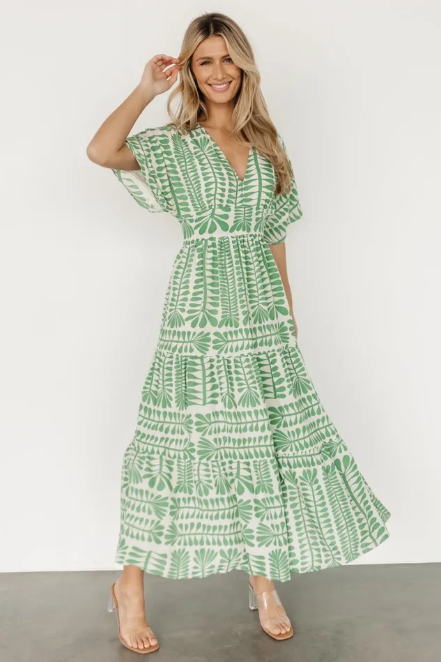Baltic Born Bump Friendly Women Austin Kimono Dress Green Print Baltic Born Bump Friendly Women Austin Kimono Dress Green Print
