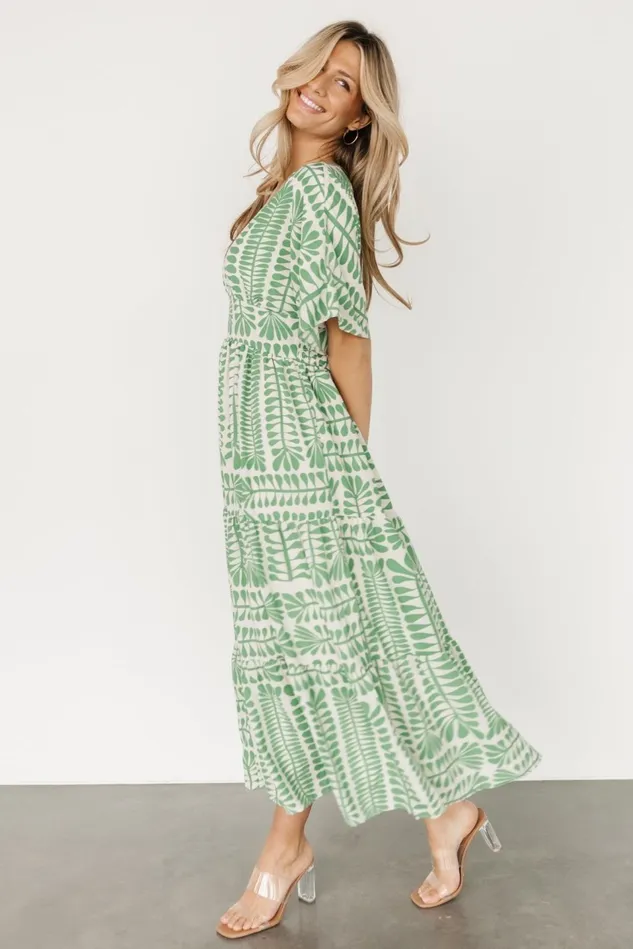 Baltic Born Bump Friendly Women Austin Kimono Dress Green Print Baltic Born Bump Friendly Women Austin Kimono Dress Green Print