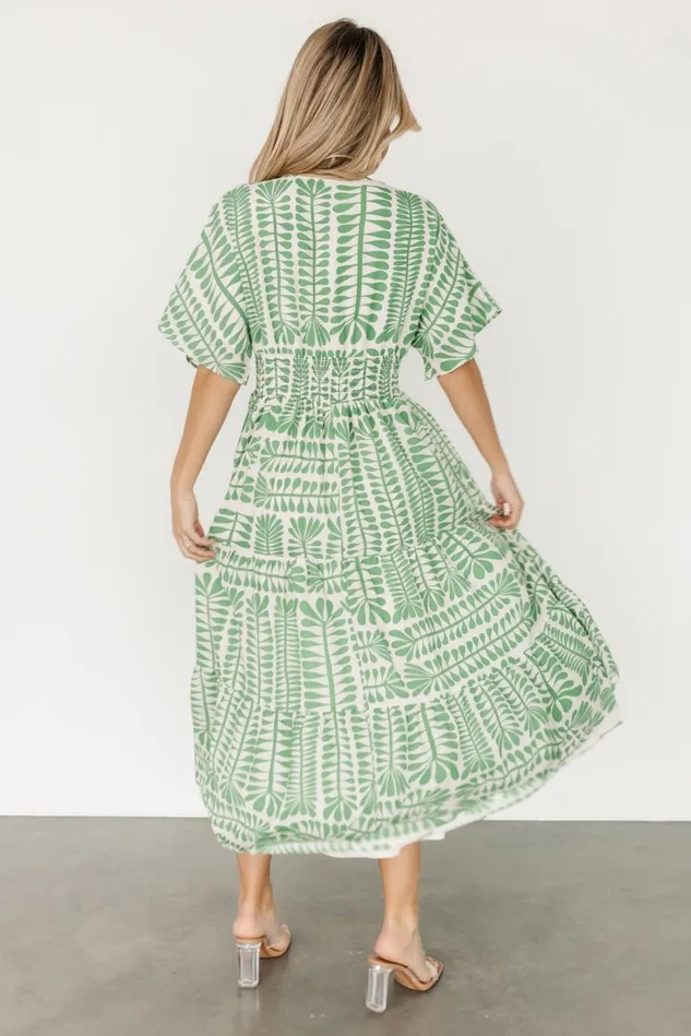 Baltic Born Bump Friendly Women Austin Kimono Dress Green Print Baltic Born Bump Friendly Women Austin Kimono Dress Green Print