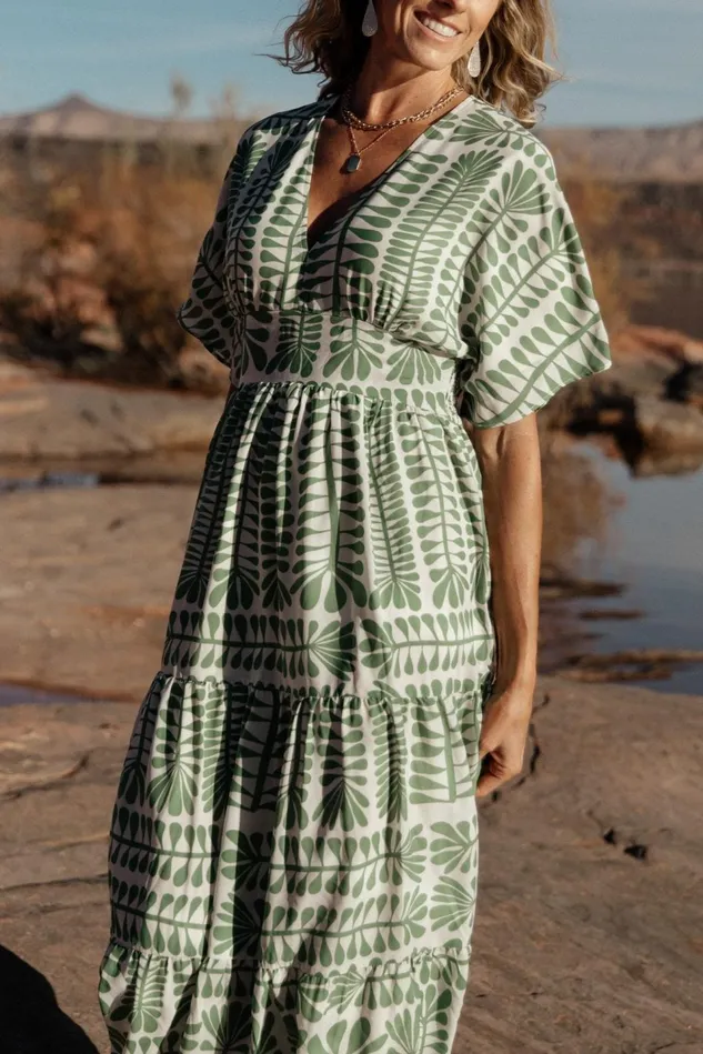 Baltic Born Bump Friendly Women Austin Kimono Dress Green Print Baltic Born Bump Friendly Women Austin Kimono Dress Green Print